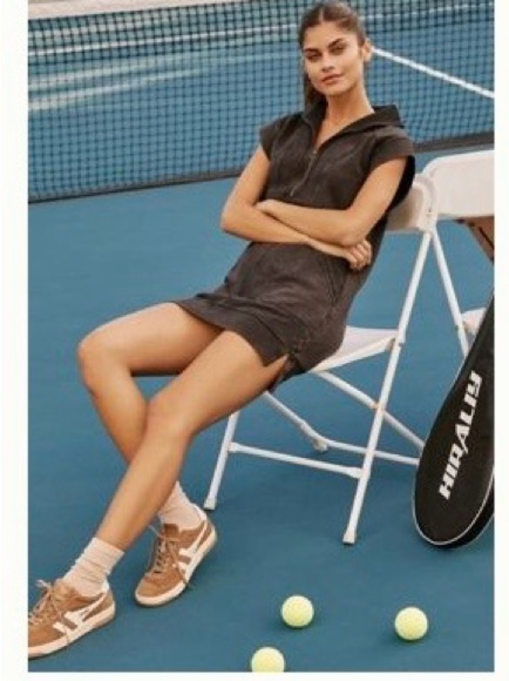 Daily Practice Sleeveless Zip-Front Mini Dress in Heathered Black
